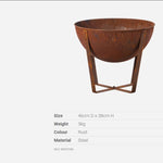 Glow Beverly 46cm Outdoor Fire Pit Weathering Steel Rust Finish 99357008