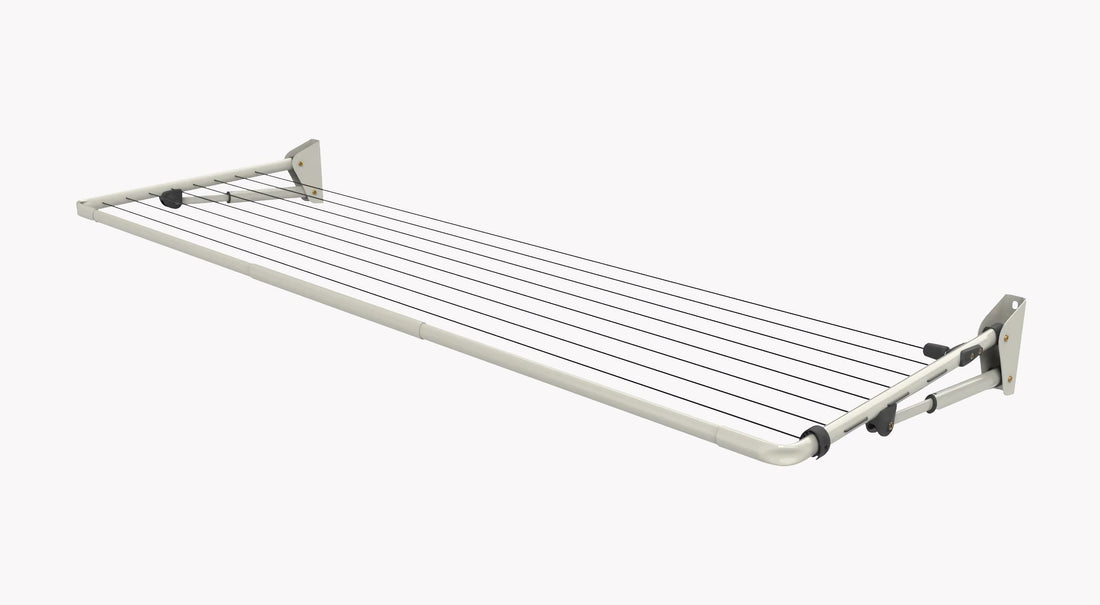 Hills Compact fold-down clothesline, wall-mounted, folded flat