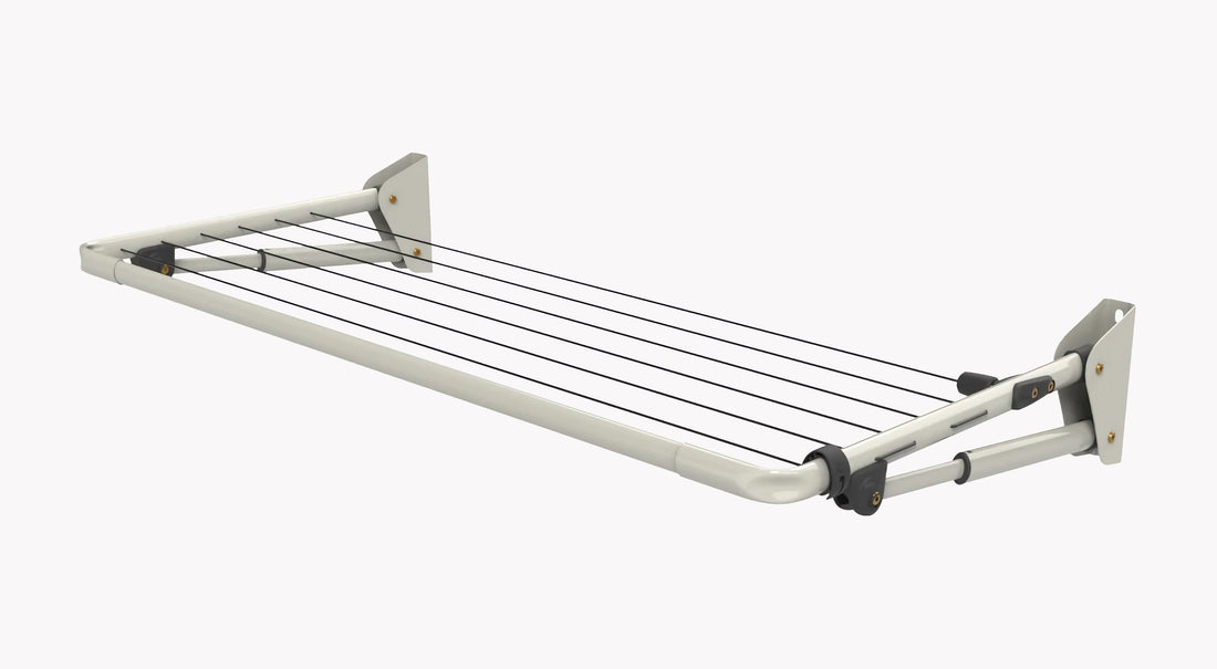 Hills Mini compact fold-down clothesline, small wall-mounted frame