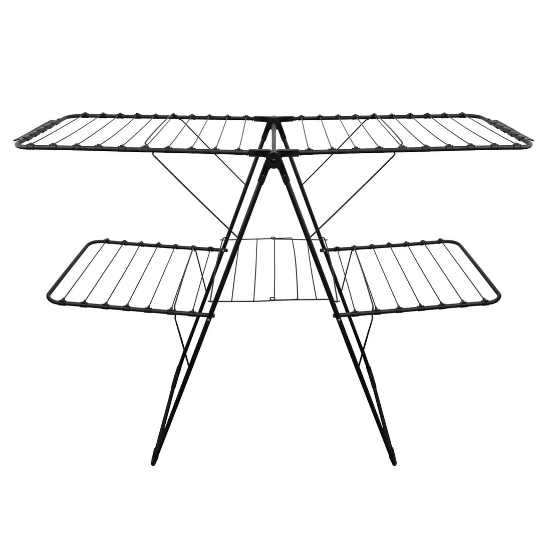 Hills 2 Tier A-Frame Clothes Airer Black metal clothes drying rack on a white background