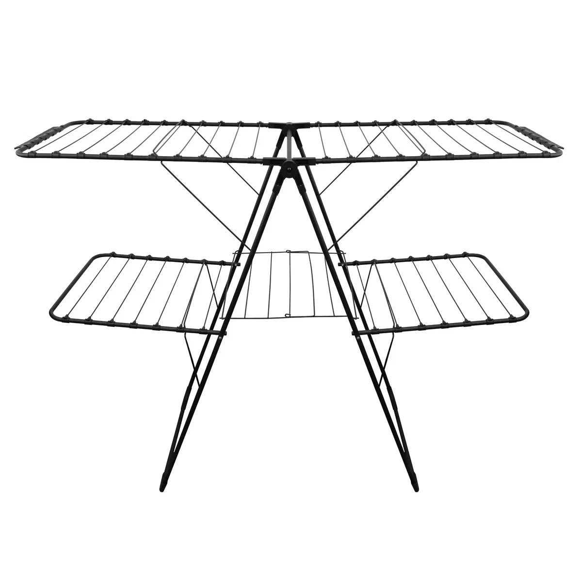 Hills 2 Tier A-Frame Clothes Airer Black metal clothes drying rack on a white background
