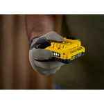 Stanley FatMax V20 2.0Ah battery held in gloved hand