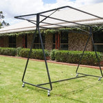 Sunchaser 240 Mobile Clothesline — detail of heavy-duty lockable castor wheel