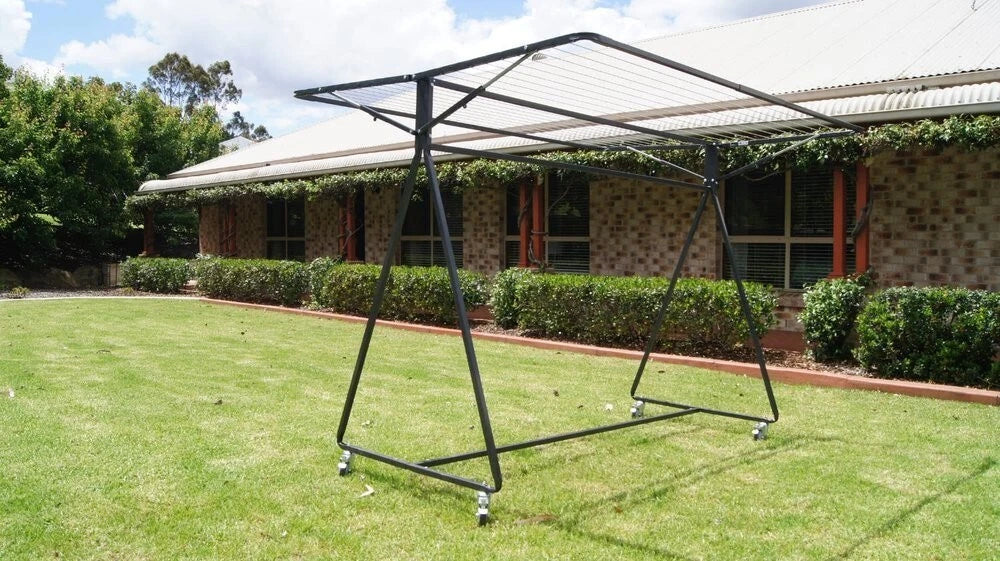Sunchaser 240 Mobile Clothesline — detail of heavy-duty lockable castor wheel