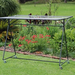 Sunchaser 240 Mobile Clothesline — rear angle showing frame depth and line spacing