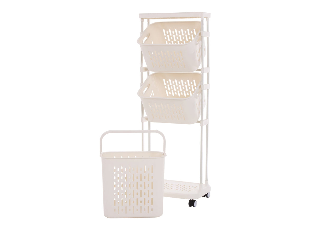 Removable angled baskets on the Hills 3 Tier Mobile Laundry Storage Cart