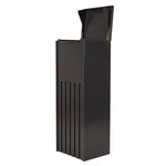 Empire Parcel Letterbox in grey steel shown at an angle with the top parcel chute lid open