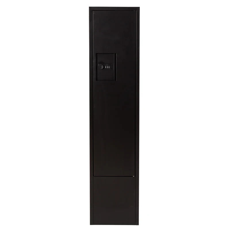Swift Letterbox in grey steel, closed front view showing the recessed lock housing, studio shot