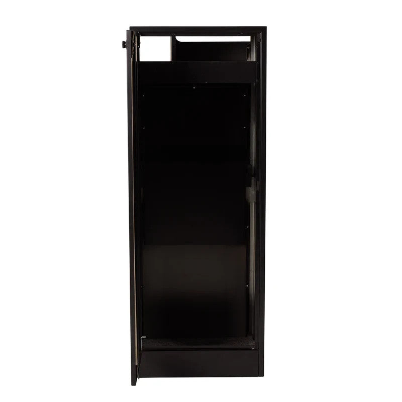 Zephyr Parcel Letterbox in charcoal steel, front-on studio view with the door open showing the internal compartment