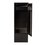 Zip Parcel Letterbox in black with the front door open, showing the empty internal storage compartment.