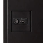 Zip Parcel Letterbox in black, close-up of the combination lock dial on the front door.