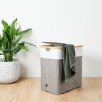 Hills 100L Foldable Bamboo Laundry Hamper Fabric Two Tone