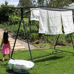 Sunchaser 240 Mobile Clothesline — folded flat showing compact storage footprint