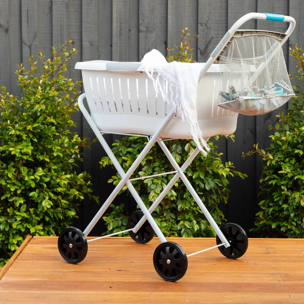 Hills Premium Laundry Trolley white castor wheel and frame construction