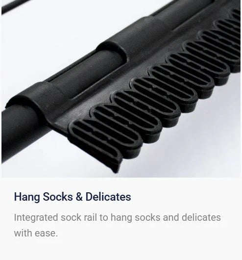 Hills 2 Tier A-Frame Clothes Airer — top rail detail and sock rail