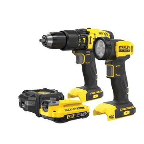 Stanley FatMax 2 Piece 18V Drill Hammer & Light Combo Kit SFMCK210D1-XE