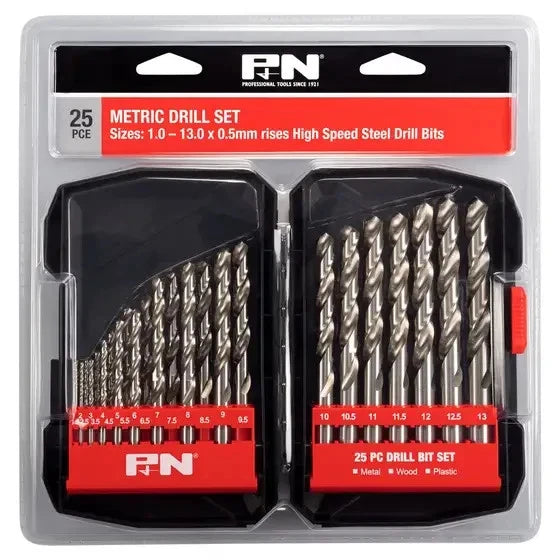 P&N 25 Piece 1-13mm Metric HSS-Bright Jobber Drill Bit Set