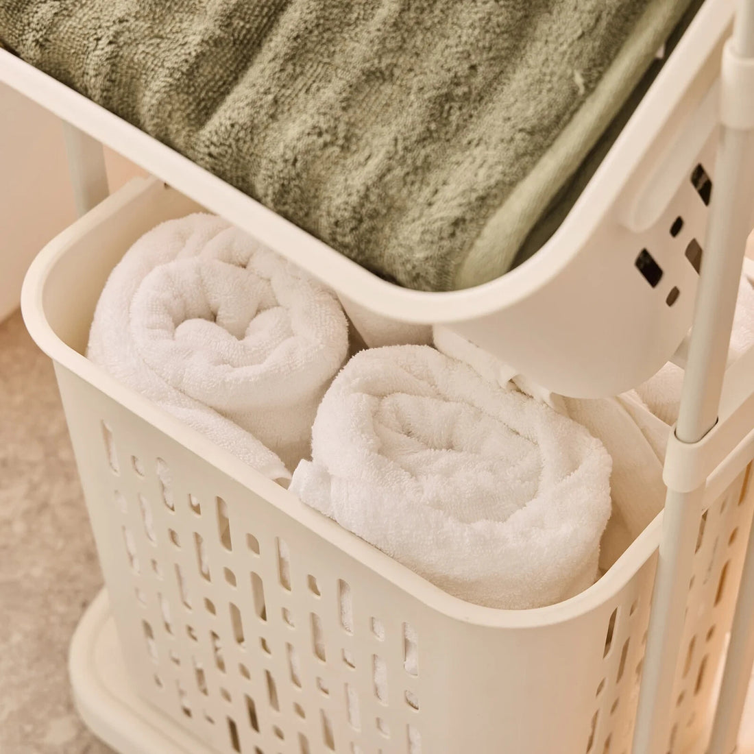 Hills 3 Tier Mobile Laundry Storage Cart — rear angle showing frame structure