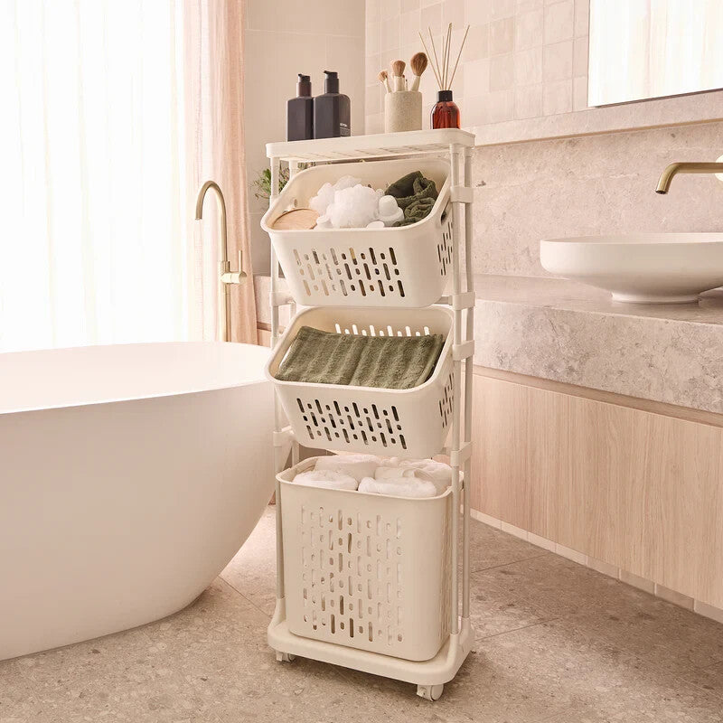 Hills 3 Tier Mobile Laundry Storage Cart — basket removal detail