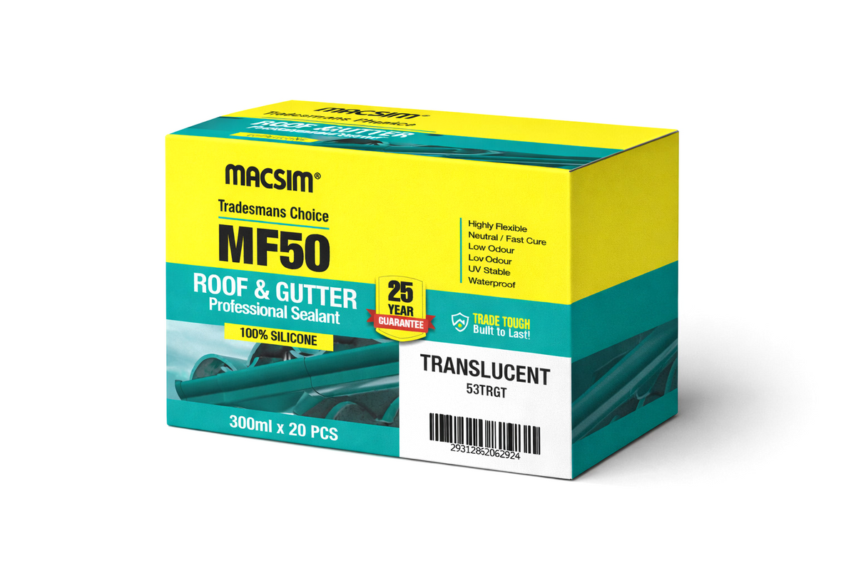 Macsim MF50 Roof & Gutter Silicone product label